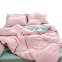 美帮汇床单四件套色 北欧风少女被单粉双人1.8床笠 单人宿舍三件套