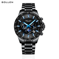 梭伦(SOLLEN)手表男自动机械表防水运动潮多功能学生镂空数字男表SL608