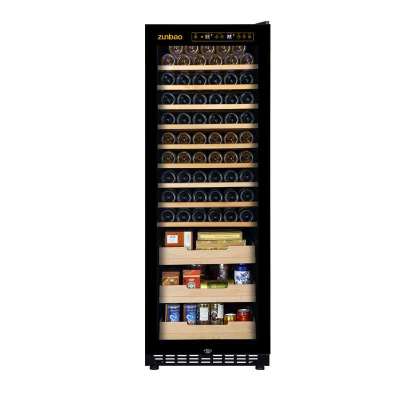 尊堡 BJ-508A 智能恒温酒柜 玻璃展示冷藏红酒柜茶叶饮料药物柜移动酒窖 棕木纹 满配