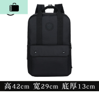 双肩包男简约时尚潮流男士手提背包初中学生书包女休闲旅行电脑包NEW LAKE 普通黑色大号
