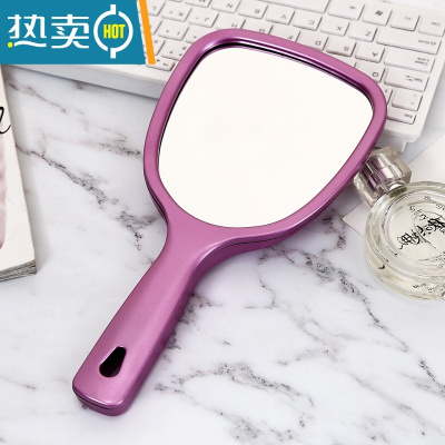 敬平网红少女心小镜子美容院专用手持带把手宿舍小化妆迷你便携随身镜便携式用镜 玫红色