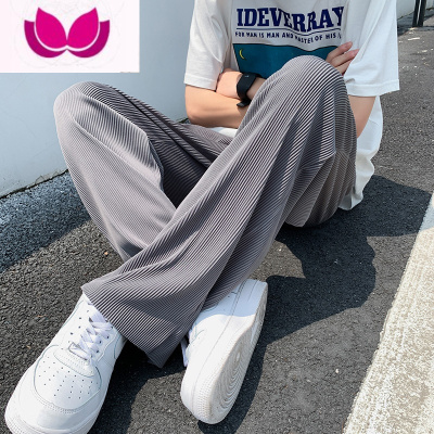 七斓冰丝阔腿裤男夏季薄款垂坠感直筒休闲裤宽松韩版潮流情侣百搭长裤