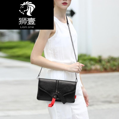 狮壹（Lionone）2019韩国潮女真皮手拿包气质百搭斜挎小包包运动休闲小手包软牛皮