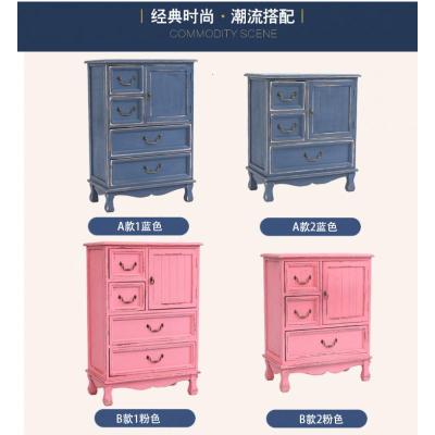 地中海复古做旧柜子美式实木床头柜田园储物柜韩式收纳柜斗柜