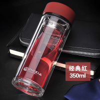 家柏饰(CORATED)双层玻璃杯男士水杯茶杯家用便携茶水分离泡茶透明过滤带盖杯子女