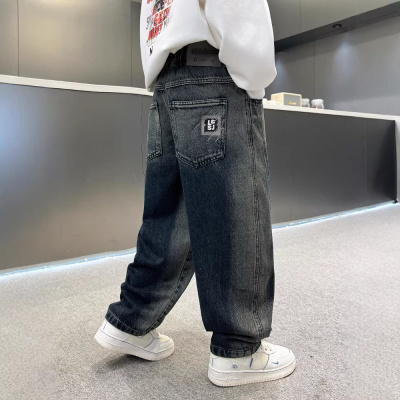 男童春装牛仔裤春秋款2026新款痞帅大儿童装休闲直筒裤子男孩阔腿