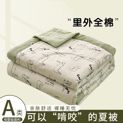 纯棉夏凉被四件套全棉夏被空调被可机洗2026新款单人被芯_910