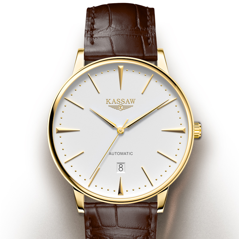 卡梭(kassaw)手表男士自动机械表防水超薄务金表商务时尚男表k868g