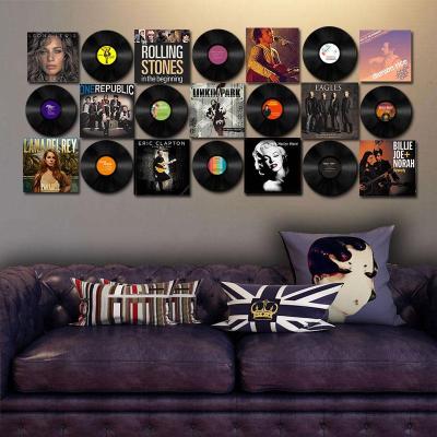 复古黑胶唱片装饰墙贴酒吧KTV乐器店铺客厅背景墙创意海报墙壁饰11黑胶+10封面随机