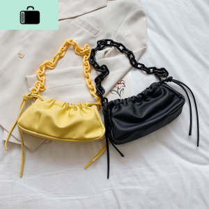 腋下包女2020流行新款潮夏季时尚网红褶皱链条斜挎仙女云朵单肩色NEW LAKE女士单肩包