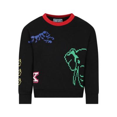 高田贤三(Kenzo)女童圆领长袖棉质印花卫衣休闲运动百搭套头衫