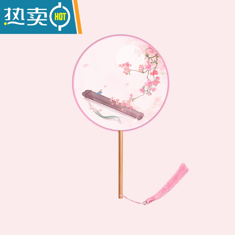 扇子刺绣舞蹈扇儿童女夏中国风汉服旗袍小圆扇 06醉红颜(半透丝制)