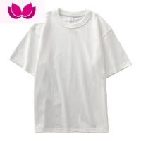 七斓美式320g短袖t恤男夏季纯色白色厚实三本针半袖男女