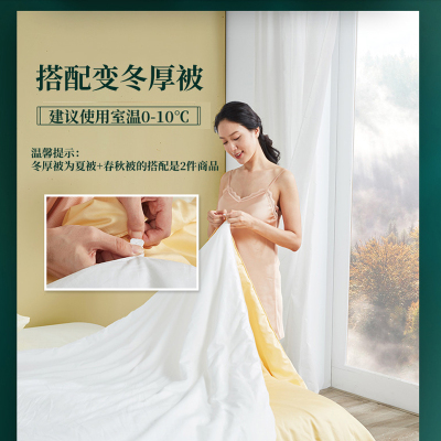 POKALEN(普卡兰)泰国蚕丝被子母被桑蚕长丝夏被空调被春秋被黄金桑蚕丝被冬被被芯四季通用被子双人单人子母被二合一冬被-双宫茧-黄金白玉桑蚕长丝被150*210cm
