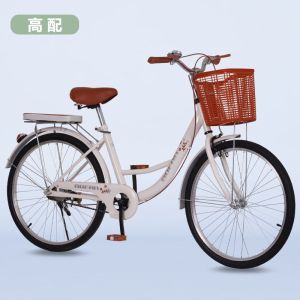 实心胎轻便通勤淑女学生后座中大童成年人自行车24寸26寸复古女式