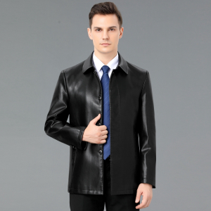 正品春秋装新款海宁山羊皮真皮皮衣男士夹克潮流新款帅气机车皮夹克外套羊皮皮衣男真皮外套潮短款翻领软皮夹克男装大码外套正品