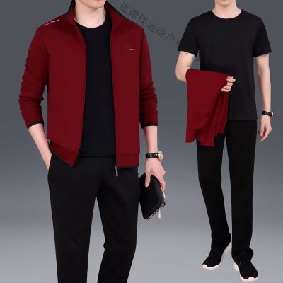 珂卡慕(KEKAMU)2020中老年男春秋健身卫衣运动装三件套大码爸爸跑步运动