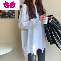 七斓白色加绒打底衫女秋季2023新款洋气宽松内搭长袖t恤女设计感上衣