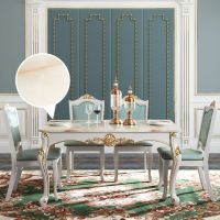 欧式餐桌椅组合现代简约大理石实木饭桌小户型长方形简欧配套家具