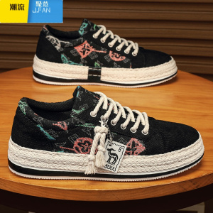 聚范帆布男鞋夏季透气运动休闲板鞋男士灯芯绒布鞋软底耐磨上班工作鞋