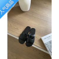 SUNTEK法式高级感平底一字拖鞋女夏外穿沙滩凉拖ins凉鞋网红同款露趾鞋