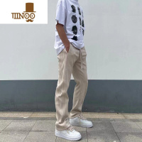 YANXU美式复古高街vibe侧边条纹休闲卫裤男纯色宽松直筒阔腿运动长裤子