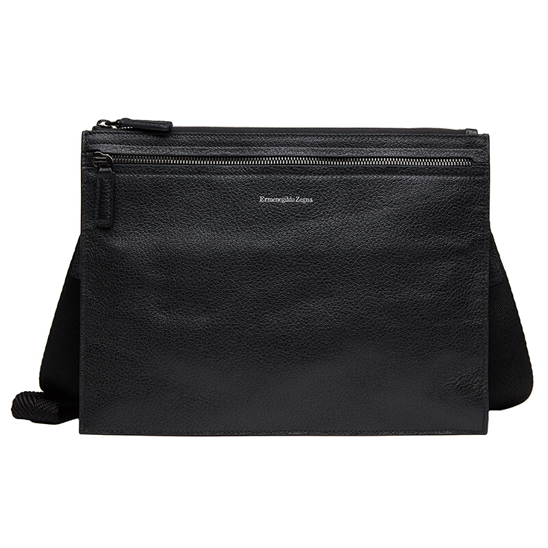 ermenegildo zengna杰尼亚男士黑色牛皮单肩斜挎包c1222xcbs ner黑色