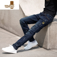 YANXU2023夏季蓝色牛仔裤男款韩版修身小脚裤子男士潮流休闲直筒长裤