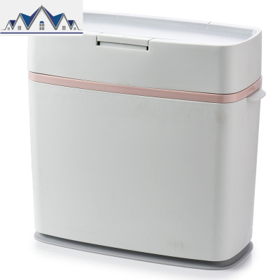 简约垃圾桶家用按压式带盖卫生间客厅厨房卧室创意大号夹缝垃圾筒 三维工匠