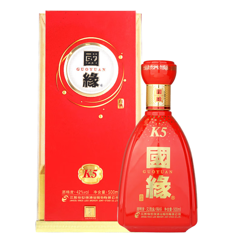 今世缘 国缘k5 柔雅醇厚型 白酒 42度 500ml*1瓶 单瓶装