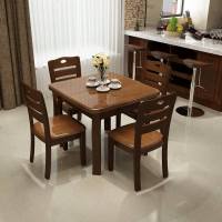 实木伸缩餐桌4人6人折叠正方形餐桌现代简约小户型长方形家用餐桌