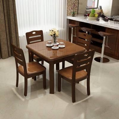 实木伸缩餐桌4人6人折叠正方形餐桌现代简约小户型长方形家用餐桌