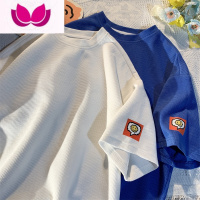 七斓短袖T恤男士夏季220克华夫格美式男款半袖夏天潮流宽松青少年