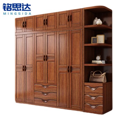 铭思达实木衣柜六门+顶柜+边柜套