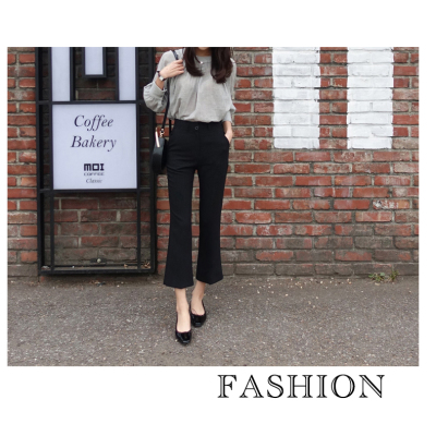 语娄黑色微喇叭裤女高腰显瘦四面弹力2020秋冬季新款九分职业西装裤子西裤