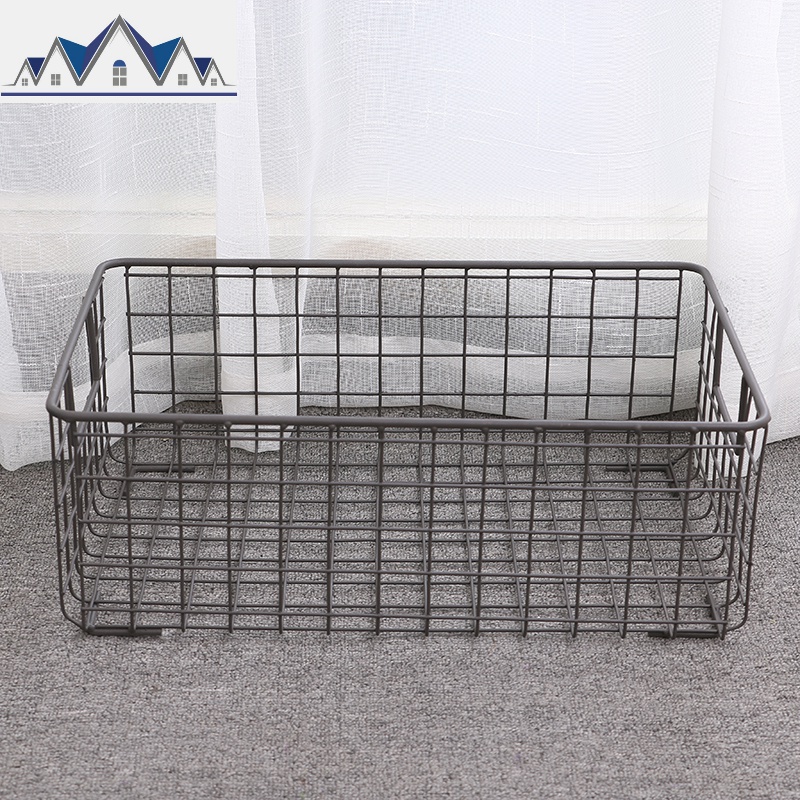 复古铁艺收纳篮书籍水果收纳筐北欧风家居杂货储物筐ins铁篮子 三维工匠