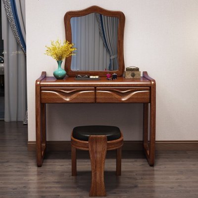 胡桃木实木梳妆台现代简约中式高档女士化妆台卧室小户型收纳柜