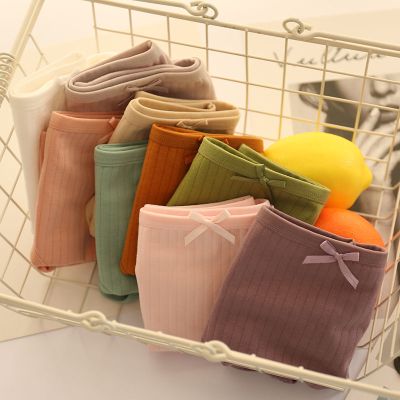 佐欧雅中腰罗纹棉女士内裤少女学生三角裤可爱简约纯色棉韩版无痕大码