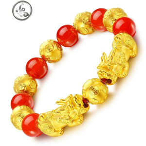 男女款双貔貅红玛瑙手链男女款情侣霸气皮丘手串小众百搭久不褪色 JiMi 红玛瑙双金龙手链