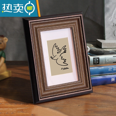 敬平美式小相框摆台黑胡桃色复古8寸6寸7儿童画框像框架创意5寸10寸A4 胡桃欧 10寸摆台[可放20.3*25.4cm