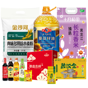 十月稻田/多力/金沙河/绿次方/海天食品组合套装6000ml+12.6kg