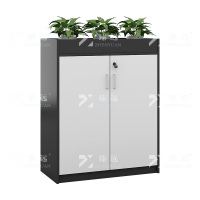 臻远ZY5011013花槽柜办公室矮柜墙边柜 二门柜 柜体灰色门板白色 800*300*800