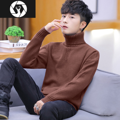 HongZun高领毛衣男士冬季韩版潮流加绒加厚男装毛线衣2020新款针织打底衫毛衣