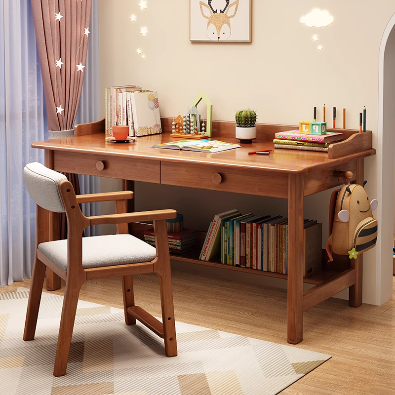 实木书桌卧室办公桌小户型电脑桌学生写字桌家用书房写字台学习桌