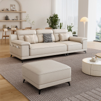 欧梵森 意式猫抓皮沙发极简客厅轻奢小户型直排沙发网红款客厅家具沙发
