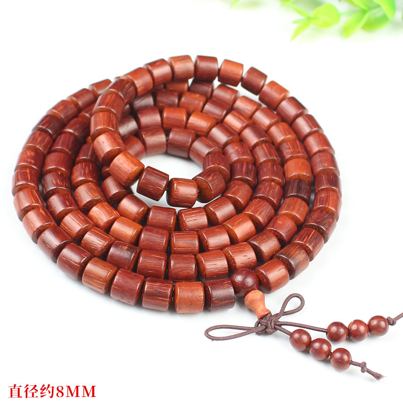红木手串红花梨108颗桶珠新中式国风饰品男女叠戴项手链情侣礼物送女朋友老婆情人节七夕生日礼物