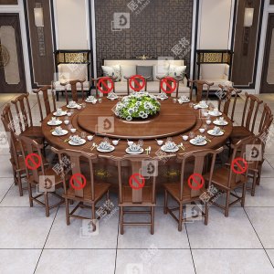 居将电动餐桌餐厅大圆桌转盘餐桌椅组合 2米圆桌 10把餐椅
