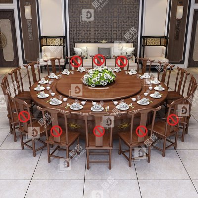 居将电动餐桌餐厅大圆桌转盘餐桌椅组合 2米圆桌 10把餐椅