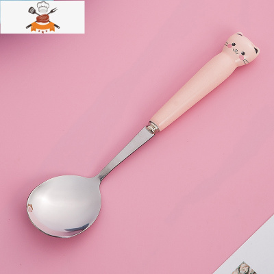 敬平网红小勺子家用儿童饭勺不锈钢汤勺吃饭长柄西瓜勺可爱少女心汤匙