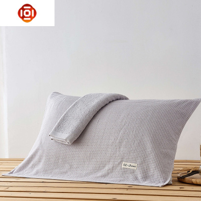 一面纱布一面毛圈枕巾色棉枕头巾AB版双面75*52CM一对装三维工匠